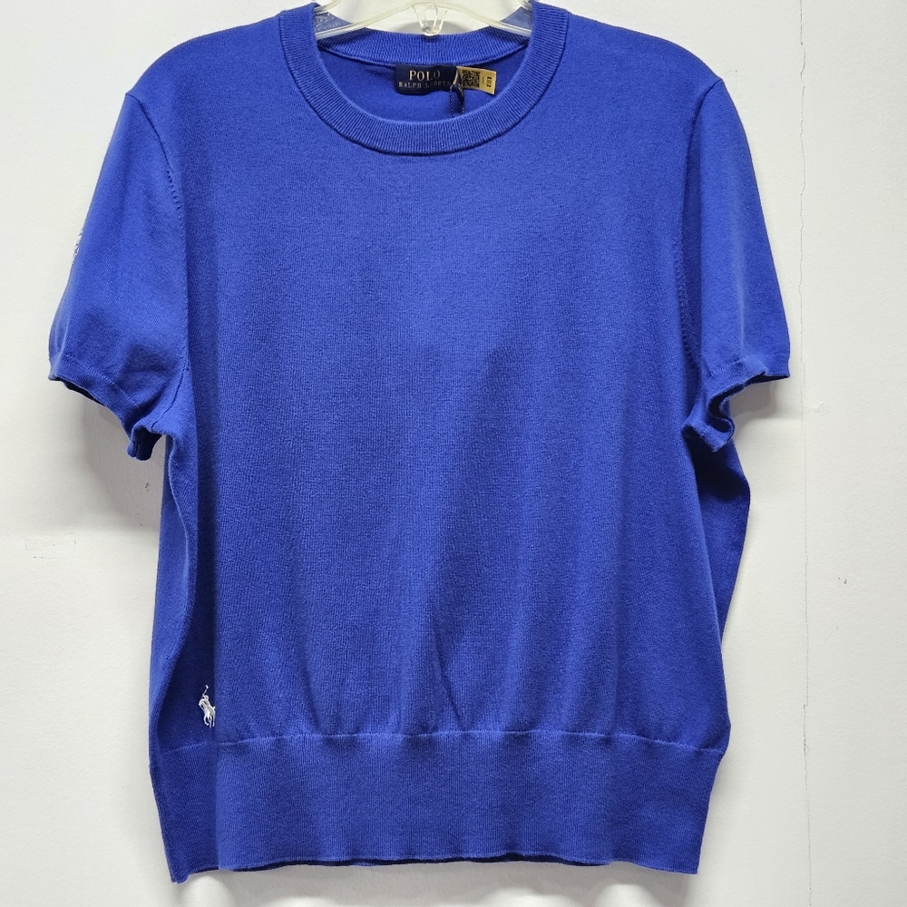 POLO Ralph Lauren Women’s Blue Crewneck Short Sleeve Knit Top Size XL US OPEN